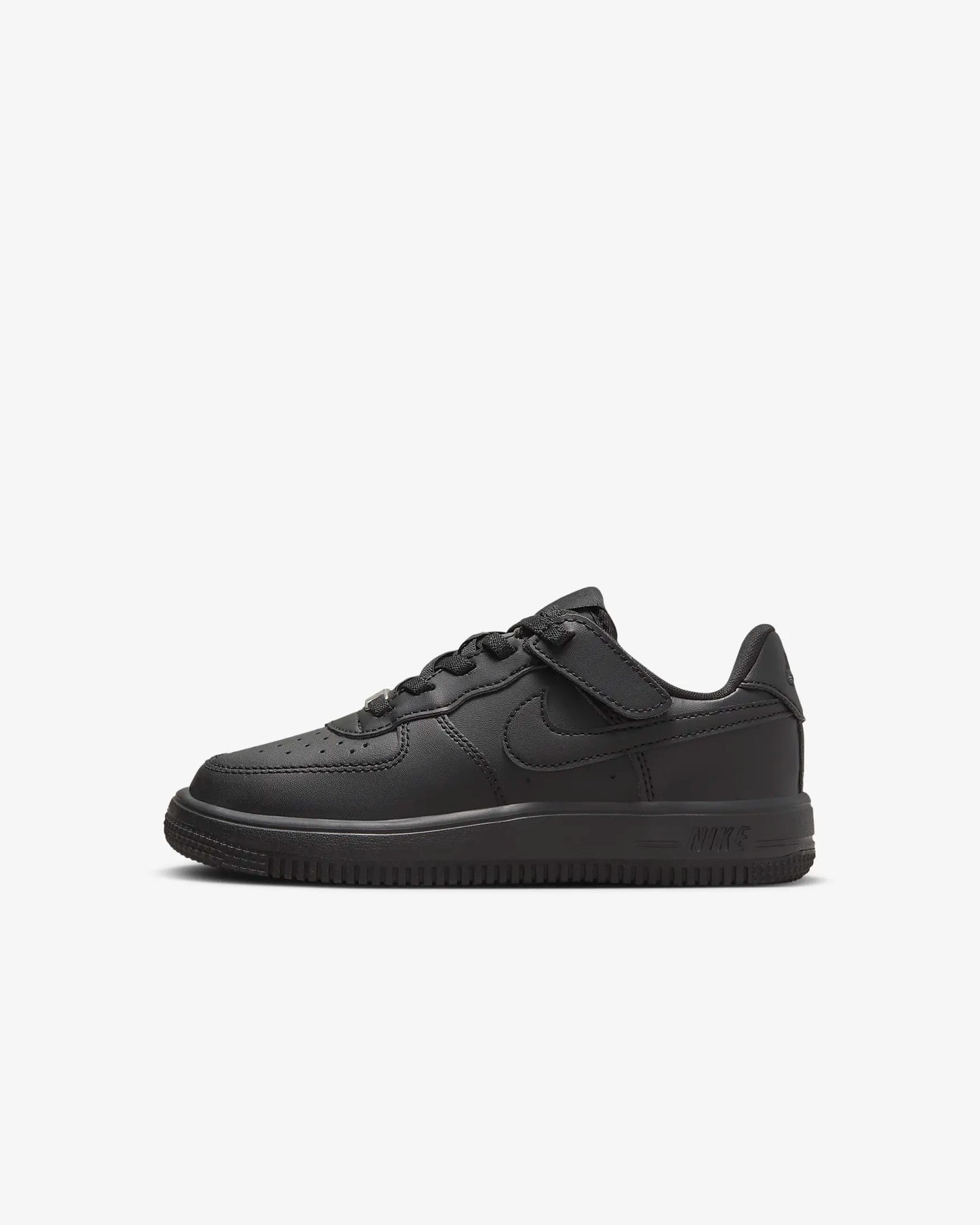 A white Nike Air Force 1 sneaker for little kids